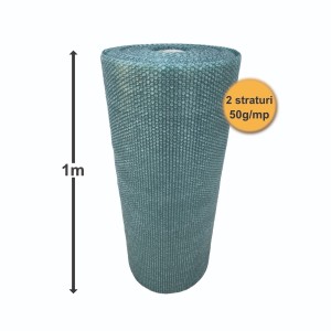 Folie Cu Bule De Aer Mici, 2 Straturi, 50 g/mp, 1m x 50ml (50mp), Eco