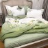 Lenjerie Pat Dublu,  FINET, 6 piese, Verde Salvie, Flori, Frunze [7]