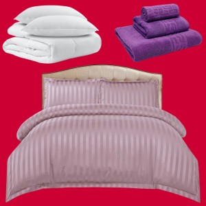 Pachetul Hotel EXPERIENCE: Lenjerie Pat Dublu, 4 piese din Damasc Finetat + Pilota 200x230cm + 2 Perne 50x70cm + 3 Prosoape din Bumbac, AT-56