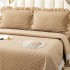 Cuvertură Matlasată, Pat Dublu, Bumbac Finet, 230x250cm, 4 piese, cu Volănașe și Dantelă Chantilly Alba, Bej [2]