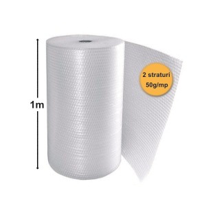 Folie cu Bule de Aer, 2 Straturi, 50 g/mp, 1m x 50ml (50mp)