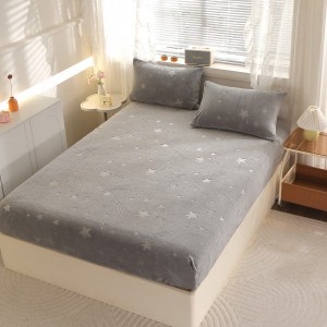 Cearșaf Cocolino cu Elastic „Ploaie de Stele” – Ultra-Moale, Pufos și Călduros, 180x200 cm + 2 Fețe de Pernă 50x70 cm, Gri