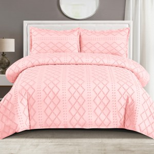 Lenjerie de Pat Premium, Bumbac Finet, Smocuri Brodate, 4 Piese, cu ELASTIC, Nesifonabilă și Durabilă, Elegance, Banan