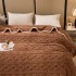 Pătură Premium, 200x230cm, CoCoLiNo, Grofată, cu Model 3D Tip Tricotaj și Bordură din Blăniță Contrastantă – Eleganță și Căldură Absolută, Maro [3]