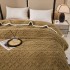 Pătură Premium, 200x230cm, CoCoLiNo, Grofată, cu Model 3D Tip Tricotaj și Bordură din Blăniță Contrastantă – Eleganță și Căldură Absolută, Bej Maroniu [4]