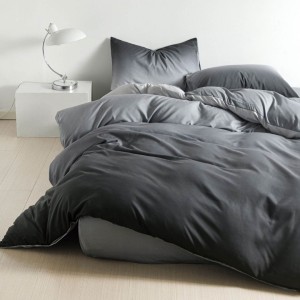 Lenjerie pat 1 PERSOANA,  FINET, 4 piese, cu ELASTIC, Gri, degrade