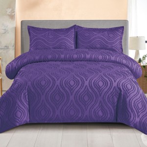 Lenjerie de Pat Premium, Bumbac Finet, Smocuri Brodate, 4 Piese, cu ELASTIC, Nesifonabilă și Durabilă, Eliana, Indigo