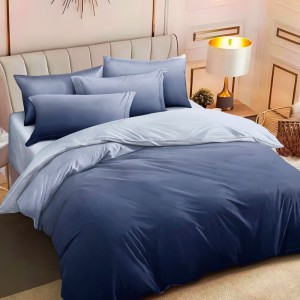 Lenjerie pat dublu,  FINET, 6 piese, Bleumarin, degrade