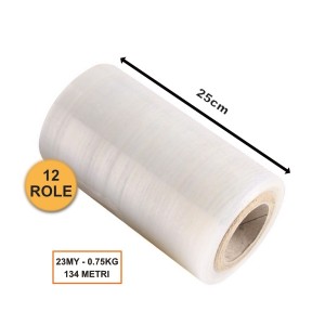 Set 12 Role Folie Stretch Transparentă, 250mm, 23my, 0.75kg, 134ml