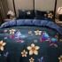 Lenjerie pat dublu, Super Pufoasa COCOLINO, 4 piese, Bleumarin, Flori [6]