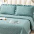 Cuvertură Matlasată, Pat Dublu, Bumbac Finet, 230x250cm, 4 piese, cu Volănașe și Dantelă Chantilly Alba, Bleu Aqua [2]