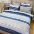 Lenjerie Pat Dublu,  FINET, 6 piese, Gri, Albastru, Dungi [16]