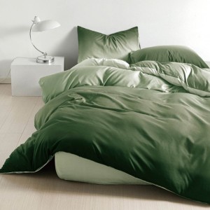 Lenjerie pat 1 PERSOANA,  FINET, 4 piese, cu ELASTIC, Verde, degrade