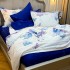 Lenjerie Pat Dublu,  FINET, 6 piese, Alb, Albastru, Fluturi [9]
