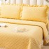 Cuvertură Matlasată, Pat Dublu, Bumbac Finet, 230x250cm, 4 piese, cu Volănașe și Dantelă Chantilly Alba, Galbena [2]