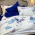 Lenjerie Pat Dublu,  FINET, 6 piese, Alb, Albastru, Fluturi [10]
