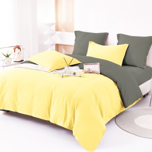 Lenjerie pat dublu, Bumbac FINET, 6 piese, Bicolor, Galben, Gri Lenjerie pat dublu, Bumbac FINET, 6 piese, Bicolor, Galben, Gri