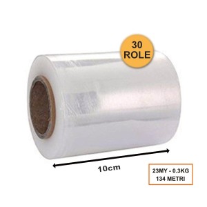 Set 30 Role Folie Stretch Transparentă, 100mm, 23my, 0.3kg, 134ml
