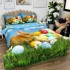 Lenjerie de Pat Dublu,  Finet, Imprimeu Digital, 4 Piese, Bleu, Verde, Iepurașul si Coșul cu Oua Colorate [4]