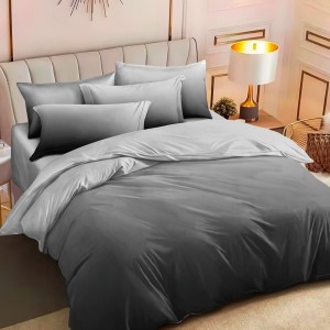 Lenjerie pat dublu,  FINET, 6 piese, Gri, degrade