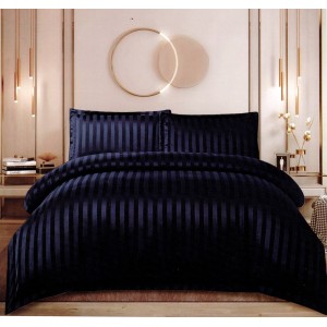 Lenjerie de Pat Dublu, HoReCa, 4 Piese din Damasc Finetat - Lux, Confort și Întreținere Ușoară, Fără Călcare, Bleumarin