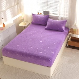 Cearșaf Cocolino cu Elastic „Ploaie de Stele” – Ultra-Moale, Pufos și Călduros, 180x200 cm + 2 Fețe de Pernă 50x70 cm, Lila