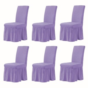 Set 6 Huse Elastice si Creponate Cu Volanase pentru Scaune, mov Set 6 Huse Elastice si Creponate Cu Volanase pentru Scaune, mov