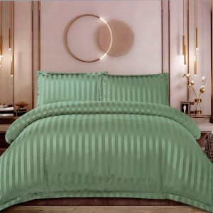 Lenjerie de Pat Dublu, HoReCa, 4 Piese din Damasc Finetat - Lux, Confort și Întreținere Ușoară, Fără Călcare, Verde Olive