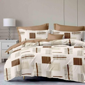 Lenjerie Pat Dublu,  FINET, 6 piese, Maro, Crem, clasic