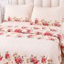 Cuvertură Pat Dublu, Catifea Matlasată, 230x250 cm, 2 fete de perna 60x80cm, Crem, Flori [2]