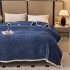 Pătură Premium, 200x230cm, CoCoLiNo, Grofată, cu Model 3D Tip Tricotaj și Bordură din Blăniță Contrastantă – Eleganță și Căldură Absolută, Bleumarin [2]