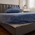 Cearșaf cu Elastic Cocolino, Model 3D Tricotat, 180x200x25 cm – Set cu 2 Fețe de Pernă, Gros și Pufos, Bleumarin [3]