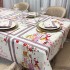 Set Față de Masă din Bumbac Imprimat cu 6 Șervețele – Eleganță și Calitate pentru Mese Perfecte, Alb, Holiday [3]