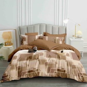 Lenjerie Pat Dublu,  FINET, 6 piese, Maro, abstract