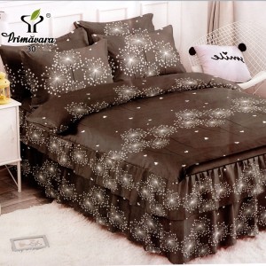 Lenjerie Premium Pat Dublu  FINET, 6 Piese – Volănașe Sofisticate, Fixare Perfectă cu Elastic, Gri, Papadii