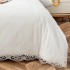 Lenjerie pat dublu,  Fin cu Dantela si Broderie Rafinata, CEARSAF CU ELASTIC, 6 piese, Alb [5]