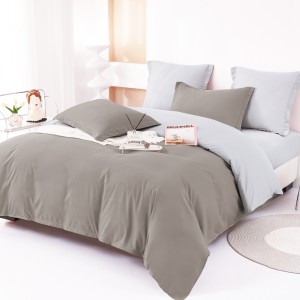 Lenjerie pat dublu, Bumbac FINET, 6 piese, Bicolor, Gri