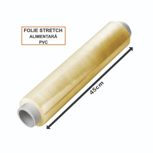 Folie Stretch Alimentară, PVC, 9 my, 45 cm, 180 m