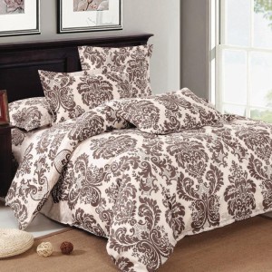 Lenjerie Pat Dublu,  FINET, 6 piese, Maro, Bej, elegant