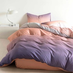 Lenjerie pat dublu, bumbac satinat,  cu elastic, degrade