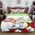 Lenjerie de Pat Dublu,  Finet, Imprimeu Digital cu Iepuras si Oua, IDENTIC CU POZA, 4 Piese, Alb [2]
