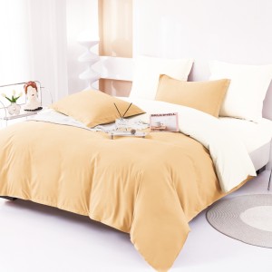 Lenjerie pat dublu, Bumbac FINET, 6 piese, Bicolor, Bej, Alb