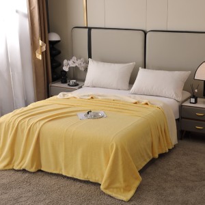 Pătură Premium, 200x230cm, cu Blăniță Shorthair si Cocolino, cu Fermoar, Galben – Lux, Căldură & Versatilitate!