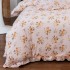 Lenjerie pat dublu,  Finet cu Volanase, CEARSAF CU ELASTIC, 6 piese, Rozaliu, Flori [4]