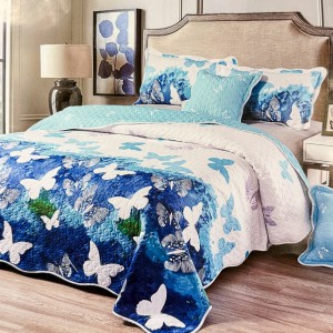 Cuvertură Pat Dublu, 3 Piese, Bumbac 100% Imprimat – Calitate Premium, cu Imprimeu Durabil, cod CSA-CV49