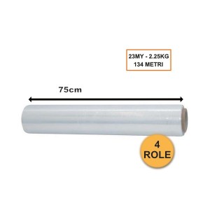 Set 4 Role Folie Stretch Transparentă, 750mm, 23my, 1.6kg, 88.4ml