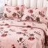 Cuvertură Pat Dublu, Catifea Matlasată, 230x250 cm, 2 fete de perna 60x80cm, Roz, Flori [2]