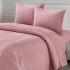 Cuvertură Matlasată, Pat Dublu, 230x250 cm, 3 Piese, Bumbac Satinat Superior, 2 Fețe de Pernă 50x70 cm, Roz [2]