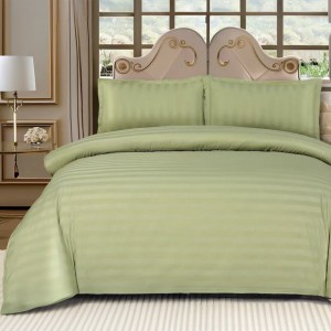 Lenjerie HoReCa, pat dublu, Damasc Finetat Deluxe cu Elastic, 4 piese, Lime