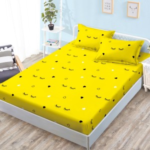 Cearsaf cu elastic, Bumbac FINET, 160x200cm, 2 fete de perne 50x70cm, Galben, Gene